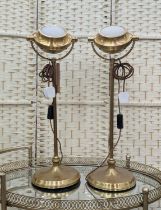 PAOLO MOSCHINO ORION TABLE LAMPS, a pair, antiqued brass finish, 73cm H. (2)