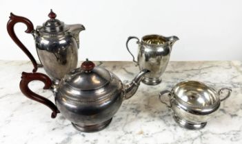 SILVER TEA AND COFFEE SERVICE, four piece London 1933, with Goldsmiths and Silversmiths mark and