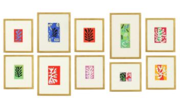 HENRI MATISSE, a set of 10 pochoir after decoupage, various sizes, in an edition of 1000,