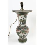 CHINESE FAMILLE VERTE KANGXI STYLE BALUSTER VASE, Qing Dynasty (1644-1911), decorated with figural