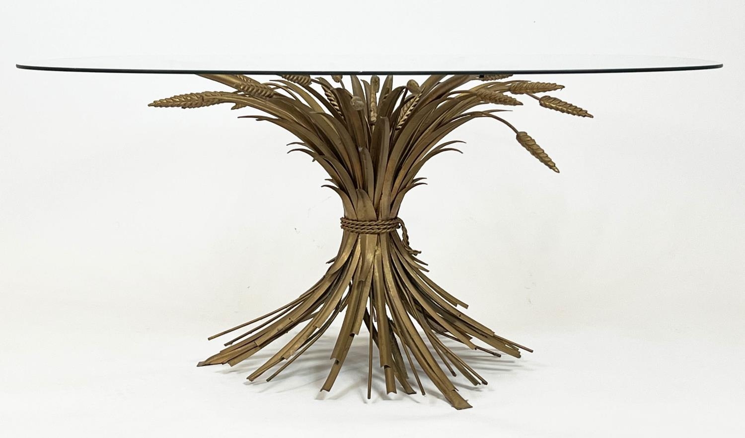 WHEAT SHEAF LOW TABLE, vintage French gilt metal with a glass top, 46cm H x 95cm x 95cm. - Image 3 of 4