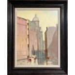 WILLIAM EYRE (British 1891-1999), 'T Kolkje, Amsterdam', oil on board, 58cm x 44cm, framed.