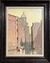WILLIAM EYRE (British 1891-1999), 'T Kolkje, Amsterdam', oil on board, 58cm x 44cm, framed.