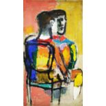 ANNE MAYERSON (1906-1984), 'Saltimbanques', oil on canvas, 163cm x 87.5cm.