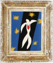 HENRI MATISSE, The Fall of Icarus, 34cm x 26cm, lithograph with pochoir 1945, signed in the plate.