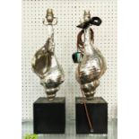 PAOLO MOSCHINO SILVER SHELL TABLE LAMPS, a pair, 52cm H. (2)