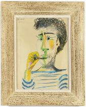 PABLO PICASSO, Le Fumeur - The Smoker, 58cm x 39cm, photolithograph, signed in the plate. editions