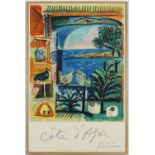 PABLO PICASSO, Cote D’Azur, original vintage lithographic travel poster, signed in the plate,