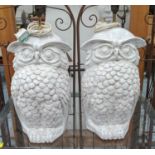 PAOLO MOSCHINO CERAMIC OWL TABLE LAMPS, a pair, 55cm H. (2)
