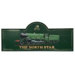 RAILWAYANA SIGN, The North Star locomotive, hand painted on metal, 291cm x 121cm.