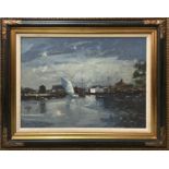 GEOFFREY CHATTEN (British, b.1938), 'Norfolk River', oil on canvas, 59cm x 77cm, framed.