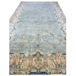 ANTIQUE KERMAN LAVER CARPET, 510cm x 285cm.