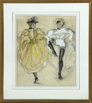 MARY VIOLA PATTERSON (1899-1981) 'Dancers at the Moulin Rouge', pencil and watercolour on