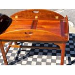 BUTLERS TRAY TABLE, 55cm H x 120cm W 90cm D, Georgian style mahogany with hinged handled oval tray