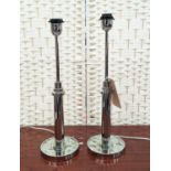 PAOLO MOSCHINO LUTHER TABLE LAMPS, a pair, nickel finish, 65cm at tallest. (2)