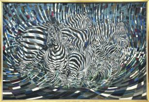 CHARLES MUNRO MBE MSIAD (20th century British) 'Zebras', oil on canvas, signed and dated 1969, 101cm