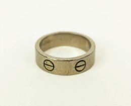 A CARTIER 18CT WHITE GOLD LOVE RING, inscribed '1996', ring size 'M', 8.08 grams, complete with