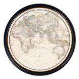 AFTER THE 19th CENTURY SCHOOL, Map of Eastern Hemisphere, giclée, 105cm diam., framed.