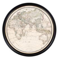 AFTER THE 19th CENTURY SCHOOL, Map of Eastern Hemisphere, giclée, 105cm diam., framed.