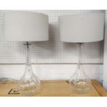 TABLE LAMPS, a pair, Murano style glass, with shades, 77cm H. (2)