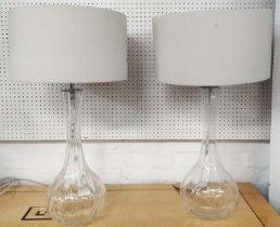 TABLE LAMPS, a pair, Murano style glass, with shades, 77cm H. (2)