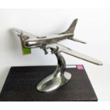 SCULPTURAL AEROPLANE, polished metal, 46.5cm H.