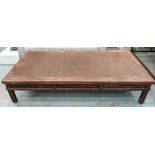 LOW TABLE, Chinese style faux bamboo, rattan top, 225cm x 109cm x 51cm.