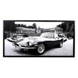 CONTEMPORARY SCHOOL PHOTOPRINT, E-Type Jaguar, framed, 86cm H x 155cm W.