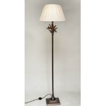 CORAL STANDARD LAMP, Heathfield & Co bronze with twig detail and plated shade, 180cm H.