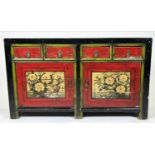 SIDEBOARD, Chinese lacquered and polychrome painted with four drawers above two panel doors