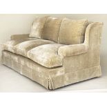 'DONGHIA CLASSIC' SOFA, 185cm W, with neutral velvet upholstery, feather filled cushions and rounded