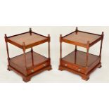 LAMP TABLES, a pair, 46cm W x 46cm D x 57cm H, George III design yewwood, each with two tiers and