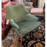 PARKER KNOLL WOMB STYLE ARMCHAIR, 81cm H x 81cm W, after a design by knoll, circa 1960's, with green
