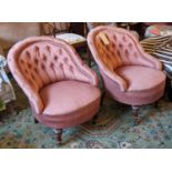 ARMCHAIRS, a pair, 78cm H x 64cm W, Victorian mahogany, buttoned back with woven upholstery , on