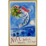 MARC CHAGALL, La Baie Des Anges, rare lithographic poster created in 1962, conceived as a travel