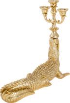 CROCODILE CANDELABRA, a pair, 44cm H x 51cm W x 15cm D, gilt finish. (2)