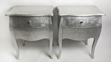 CHESTS, a pair, 40cm x 73cm H, in a silvered finish. (2)