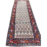 ANTIQUE SHIRVAN RUNNER, 260cm x 94cm.