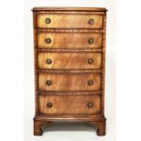 BOWFRONT CHEST, George III style mahogany with five long drawers and bracket supports, 54cm W x 94cm