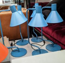 MADE.COM DESK LAMPS, a set of five, blue finish, 52cm H. (5)