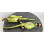 PARROT WALL SCONCES, a pair, glazed ceramic, gilt metal mounts, 47cm H. (2)