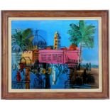 RAOUL DUFY, Promenade in Nice, quadrichrome, vintage French distressed frame, 54cm x 43cm. (