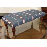 FOOTSTOOL, 33cm H x 91cm W x 44cm D, Victorian style with ikat upholstery.