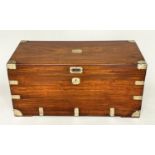 CHINESE EXPORT TRUNK, 19th century camphorwood and brass bound with rising lid and carrying handles,