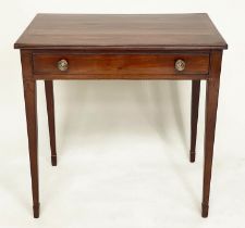 WRITING TABLE, George III mahogany and ebony line inlaid with rosewood crossbanded top and full
