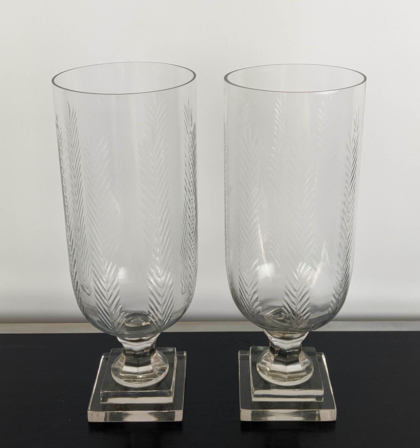 HURRICANE LANTERNS, a pair, cut glass, 39.5cm x 14.5cm diam. (2) - Image 2 of 4