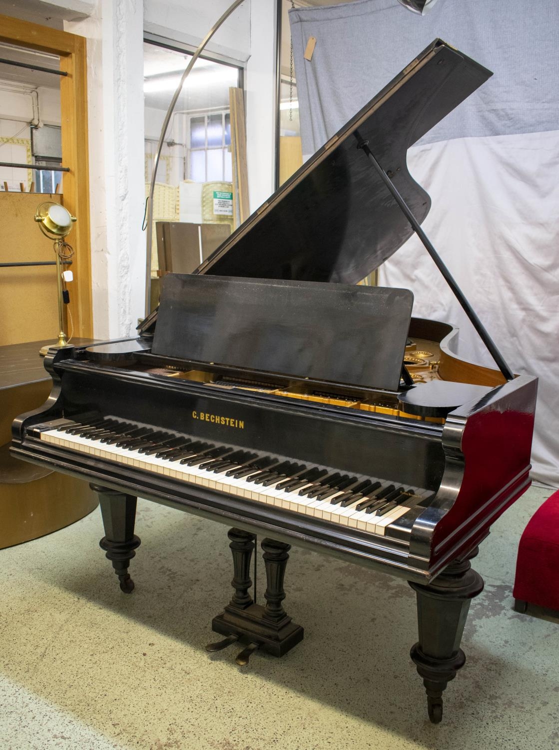 BECHSTIEN GRAND PIANO, 203cm D x 150cm W, late 19th century ebonised.