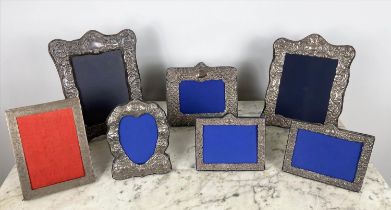 COLLECTION OF SILVER PICTURE FRAMES, six embossed including an RBB makers mark frame, London 1986, a