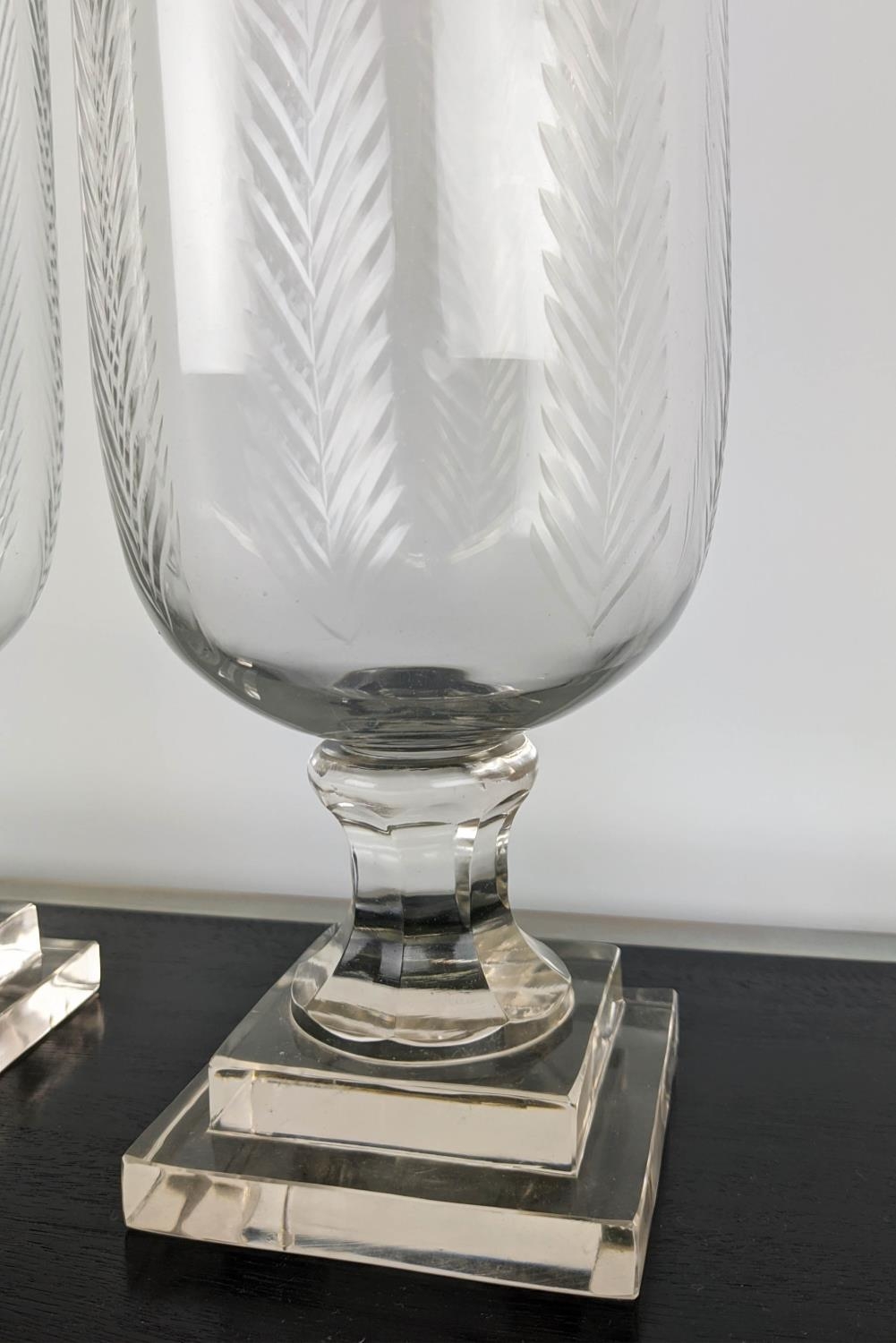 HURRICANE LANTERNS, a pair, cut glass, 39.5cm x 14.5cm diam. (2) - Image 3 of 4