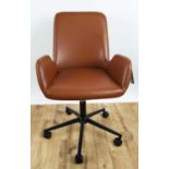 DESK CHAIR, tan faux leather finish, height adjustable, 94cm H at tallest.